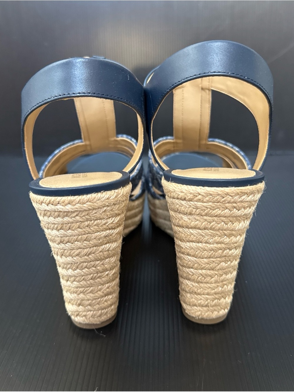 NIB Michael Kors Denim Jacquard Berkley Wedge Espadrille Sandal Women’s Size 10 - Picture 6 of 13